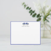Blue Retro Car Nursery Note Card Aankondiging (Staand voorkant)