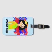 Blue Retro Cartoon Girl Bagagelabel (Voorkant (horizontaal))