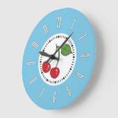 Blue Retro Cherry Grote Klok (Hoek)