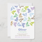 Blue Retro Chicken Birthday Party Invite Kaart (Voorkant)