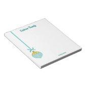 Blue Retro Christmas Ornament Monogram Notitieblok (Schuin)