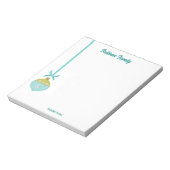 Blue Retro Christmas Ornament Monogram Notitieblok (Linkerzijde)