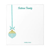 Blue Retro Christmas Ornament Monogram Notitieblok (Voorkant)