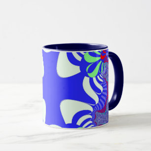 Blue Retro Cross Mok