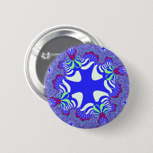 Blue Retro Cross Ronde Button 5,7 Cm