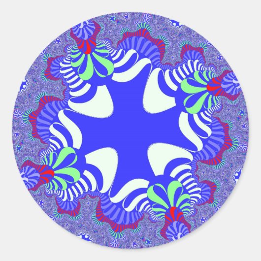 Blue Retro Cross Ronde Sticker (Voorkant)