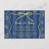 Blue Retro Cute Illustrated Books Baby Shower Informatiekaartje (Voorkant)