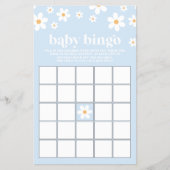 Blue Retro Daisy Baby shower Bingo Flyer (Voorkant)
