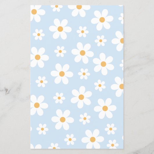 Blue Retro Daisy Baby shower Bingo Flyer (Achterkant)