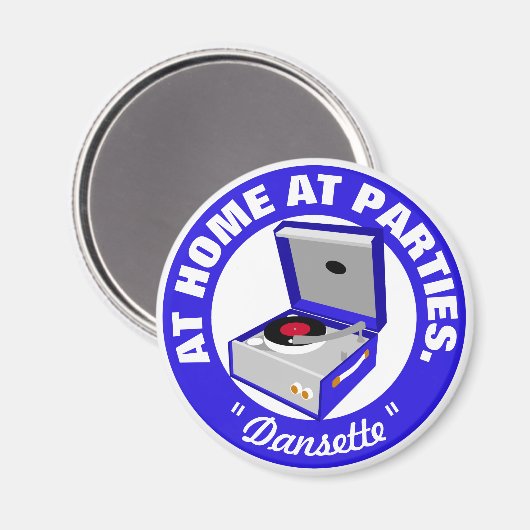 Blue Retro Dansette platenspeler Magnet (Voorkant / Achterkant)