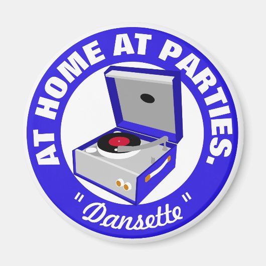 Blue Retro Dansette platenspeler Magnet (Voorkant)