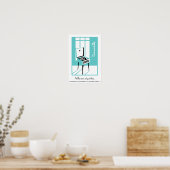 Blue Retro Dansette platenspeler Pop Art poster (Keuken)