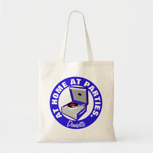 Blue Retro Dansette-recordspeler Canvas tas (Voorkant)