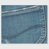Blue Retro Denim Texture Cadeaupapier (Vlak)