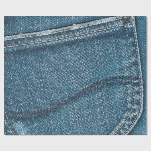 Blue Retro Denim Texture Cadeaupapier (Vlak)