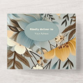 Blue Retro Een beetje Wildflower Baby shower All In One Uitnodiging (Achterkant)