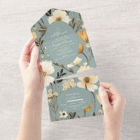 Blue Retro Een beetje Wildflower Baby shower