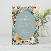 Blue Retro Een beetje Wildflower Baby shower Kaart (Staand voorkant)