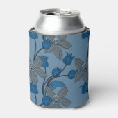 Blue retro etnic elegant flower pattern blikjeskoeler (Blikje Voorkant)
