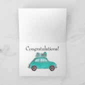 Blue Retro Fiat 500 Birthday Kaart (Binnen)