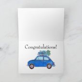 Blue Retro Fiat 500 Birthday Kaart (Binnen)
