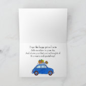 Blue Retro Fiat 500 Kaart (Binnen)