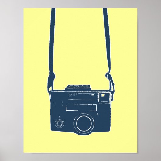 Blue Retro Film Camera Poster (Voorkant)