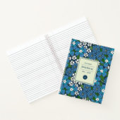 Blue Retro Floral Pattern Monogrammed Notitieboek (Binnen)