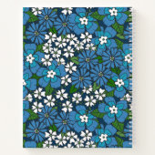 Blue Retro Floral Pattern Monogrammed Notitieboek (Achterkant)