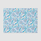 Blue Retro Floral Pattern Tissuepapier (Voorkant)