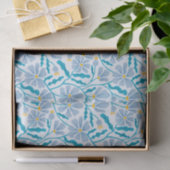 Blue Retro Floral Pattern Tissuepapier (Geschenk)