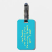 Blue Retro Flowers Bagagelabel (Achterkant verticaal)