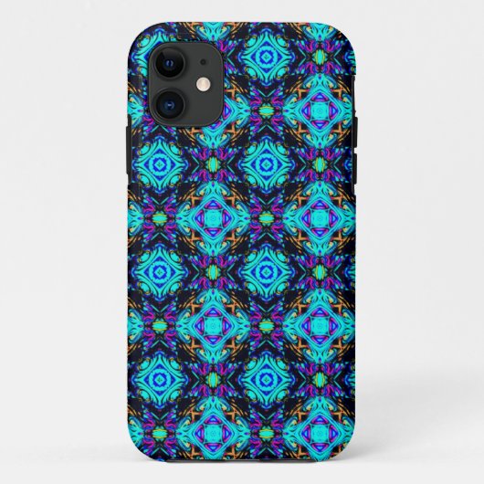 blue retro funky i phone case (Achterkant)