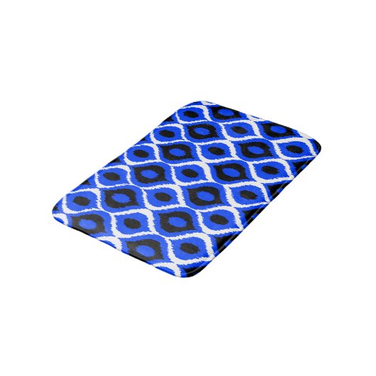 Blue Retro Geometric Ikat Tribal Print Patroon Badmat (Gekanteld)
