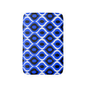Blue Retro Geometric Ikat Tribal Print Patroon Badmat (Voorkant Verticaal)