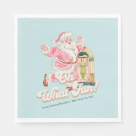 Blue Retro - Groovy Santa Claus Holiday Party Servet