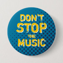 Blue Retro Halftone stopt de Button van de muziek 