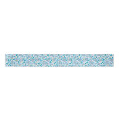 Blue Retro Hand Drawn Floral Pattern Satijnen Lint (Voorkant)