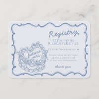 Blue Retro Heart Coquette Cake Registry Insert