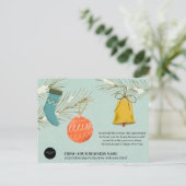 Blue Retro kerstbusiness Corporate Logo Feestdagenkaart (Staand voorkant)