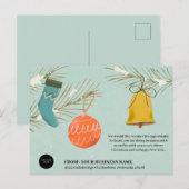 Blue Retro kerstbusiness Corporate Logo Feestdagenkaart (Voorkant / Achterkant)