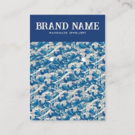 Blue Retro Modern Wave Oorbellen Display Kaart Vierkante Visitekaartje