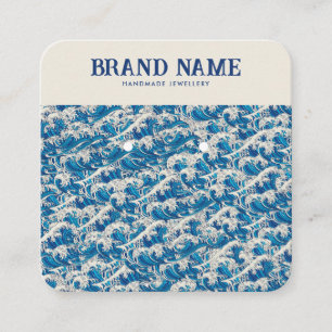 Blue Retro Modern Wave Oorbellen Display Kaart Vierkante Visitekaartje