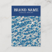 Blue Retro Modern Wave Oorbellen Display Kaart Visitekaartje (Voorkant)