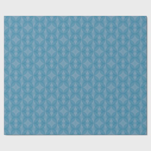 Blue Retro Patterned Cadeaupapier (Zoom)