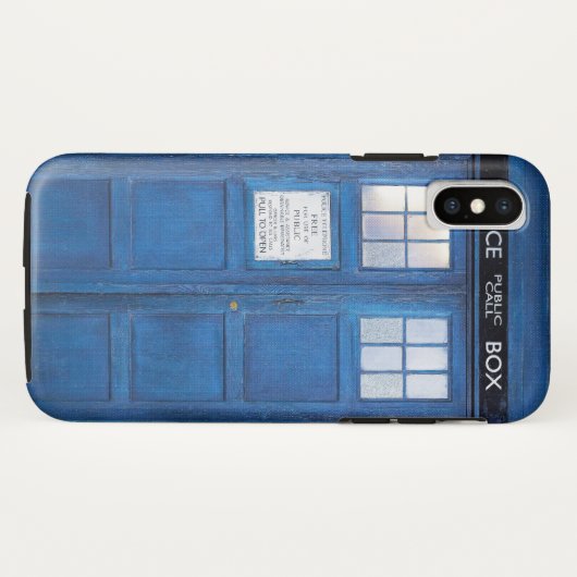 Blue Retro Phone Booth Call Box Case-Mate iPhone Case (Achterkant (horizontaal))