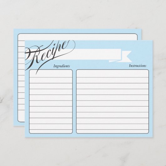 Blue Retro Recipe Card Briefkaart (Voorkant / Achterkant)