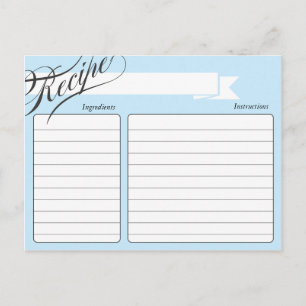 Blue Retro Recipe Card Briefkaart