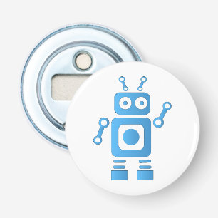 Blue Retro Robot Button Flesopener