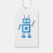 Blue Retro Robot Cadeaulabel (Voorkant)